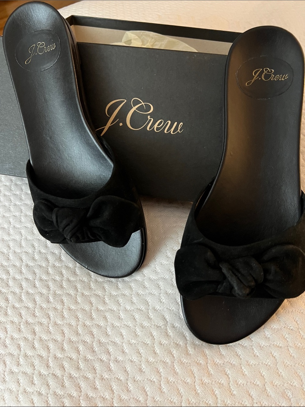 J. Crew Black Suede Knotted Slide Mules